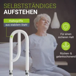 Bett Aufstehhilfe für Senioren Höhenverstellbar Aufrichthilfe Bett inkl. 2 Gurte