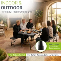 Bierzeltgarnitur Amberg 180 cm Biertischgarnitur klappbar 3-teilig in Rattan-Optik