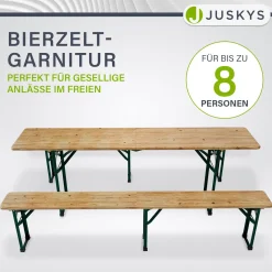 Bierzeltgarnitur Passau 220 cm Biertischgarnitur klappbar 3-teilig aus Tannenholz
