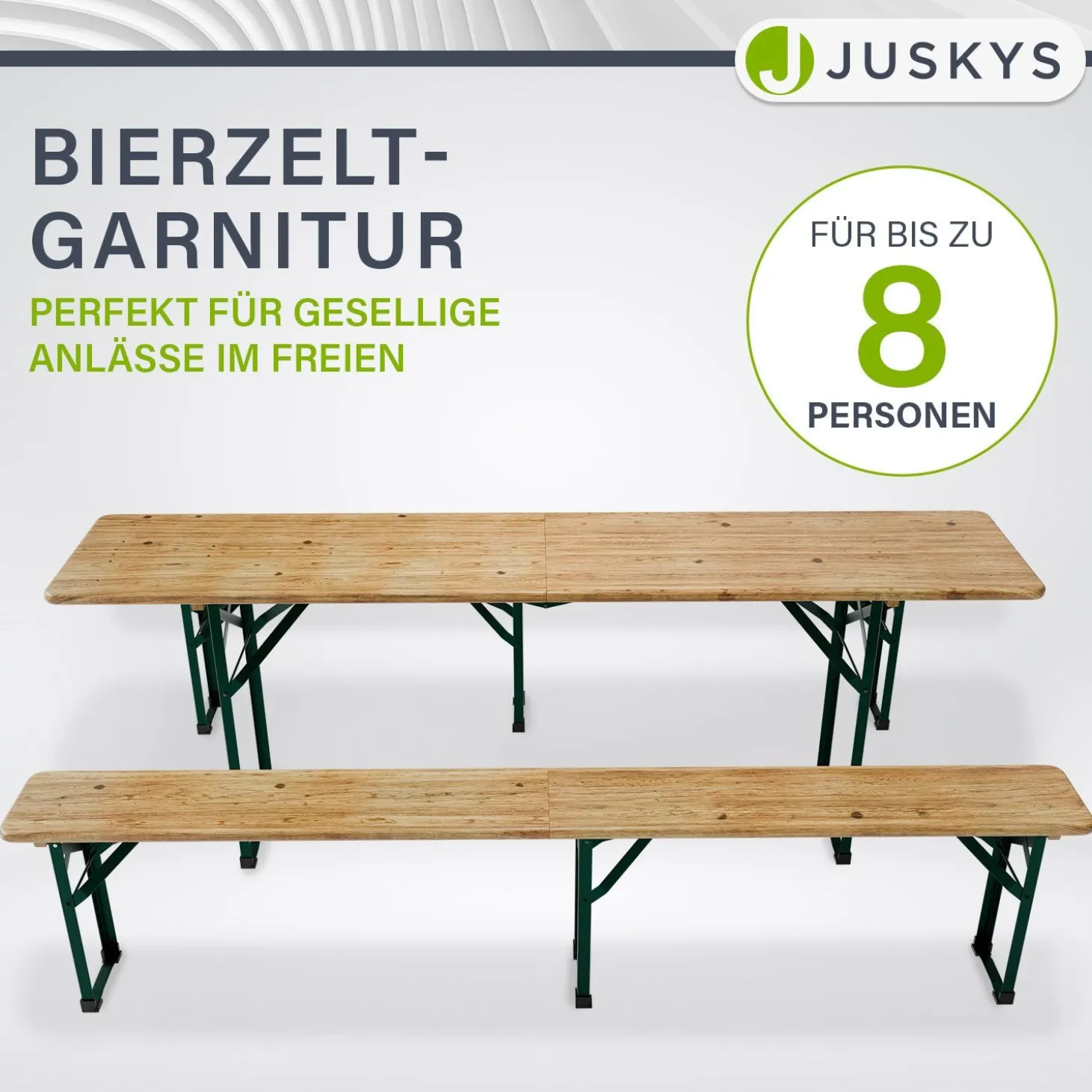 Bierzeltgarnitur Passau 220 cm Biertischgarnitur klappbar 3-teilig aus Tannenholz