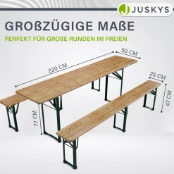 Bierzeltgarnitur Passau 220 cm Biertischgarnitur klappbar 3-teilig aus Tannenholz