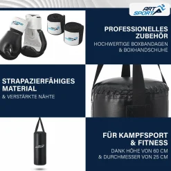 Boxsack für Kinder und Erwachsene Gefüllt in 10, 25 und 30 kg, inkl. Aufhängung
