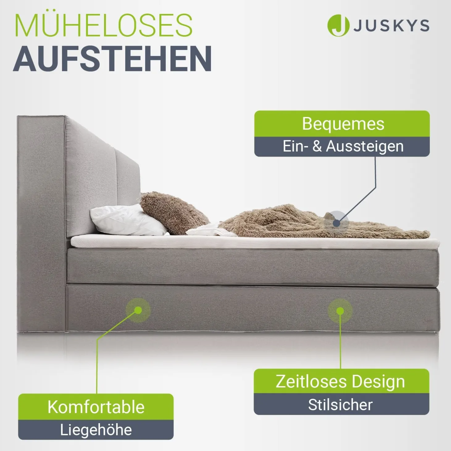 Boxspringbett Detroit - Chenille-Stoff Luxuriöser Schlafkomfort und stilvollem Design