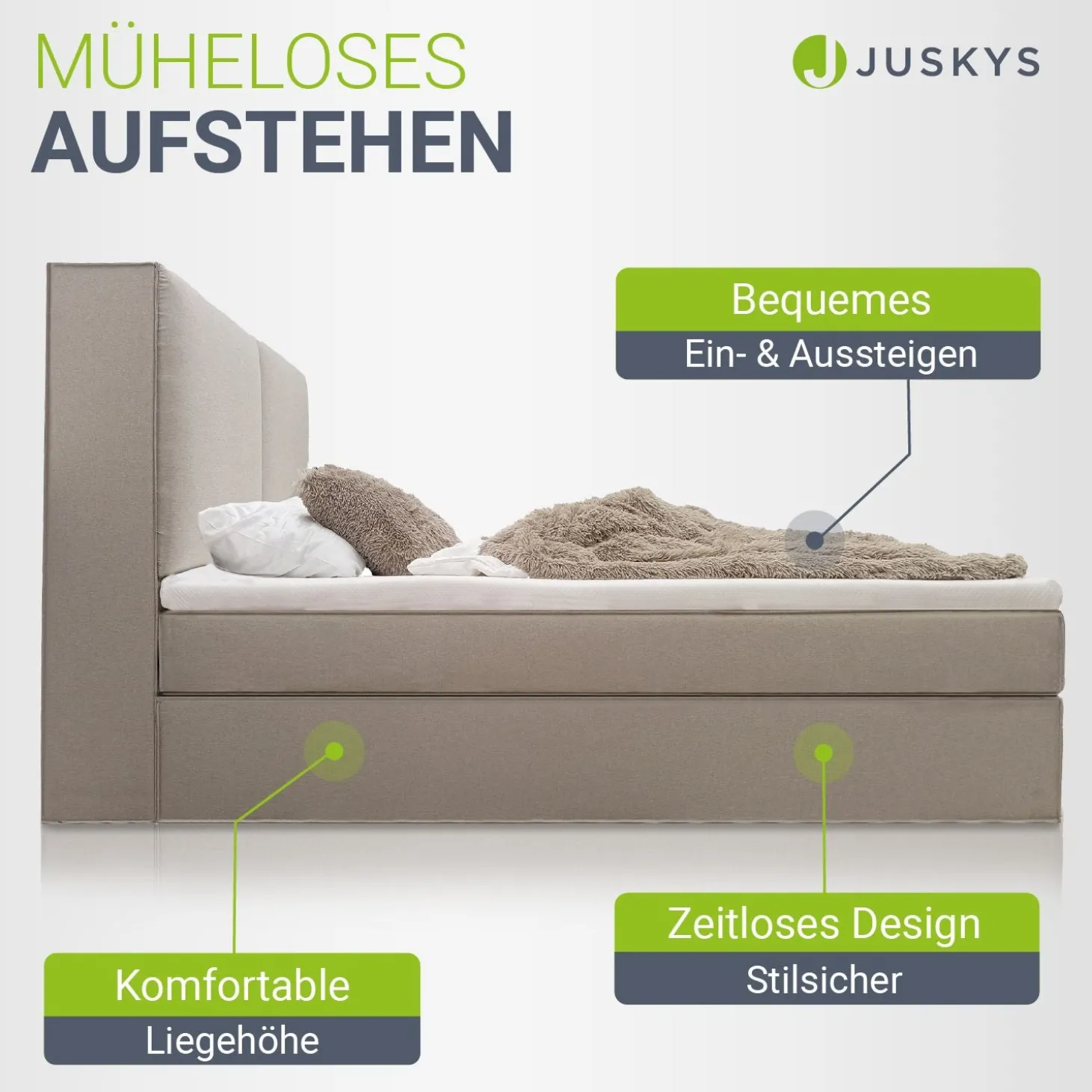 Boxspringbett Detroit - Chenille-Stoff Luxuriöser Schlafkomfort und stilvollem Design