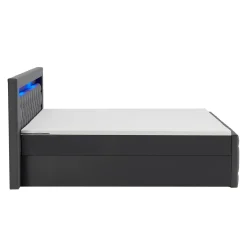 Boxspringbett Leona - Samt Bettgestell mit Federkernmatratze, Topper und LED-Beleuchtung