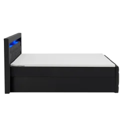Boxspringbett Leona - Samt Bettgestell mit Federkernmatratze, Topper und LED-Beleuchtung