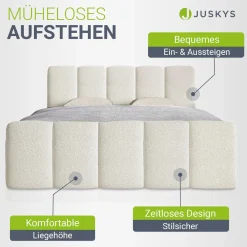 Boxspringbett Manitoba - Bouclé-Stoff Komfortables Boxspringbett 180 x 200 cm mit oder ohne Bettkasten