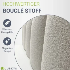 Boxspringbett Manitoba - Bouclé-Stoff Komfortables Boxspringbett 180 x 200 cm mit oder ohne Bettkasten