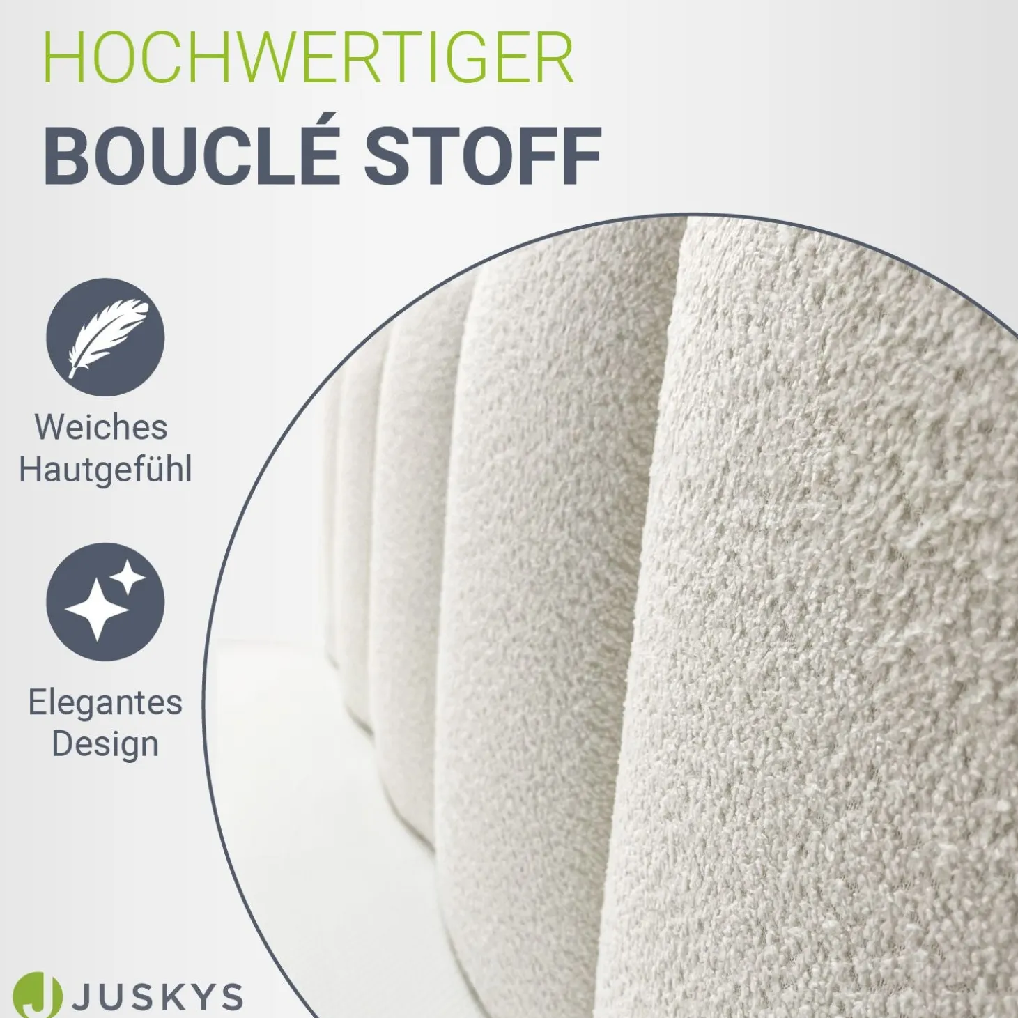 Boxspringbett Manitoba - Bouclé-Stoff Komfortables Boxspringbett 180 x 200 cm mit oder ohne Bettkasten