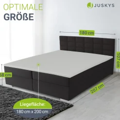 Boxspringbett Seattle - Malmo-Stoff Eleganz & Komfort: Gepolstertes Kopfteil, Federkernmatratze