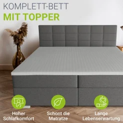 Boxspringbett Seattle - Malmo-Stoff Eleganz & Komfort: Gepolstertes Kopfteil, Federkernmatratze
