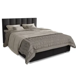 Boxspringbett Seattle - Malmo-Stoff Eleganz & Komfort: Gepolstertes Kopfteil, Federkernmatratze