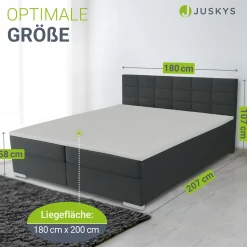 Boxspringbett Seattle - Malmo-Stoff Eleganz & Komfort: Gepolstertes Kopfteil, Federkernmatratze