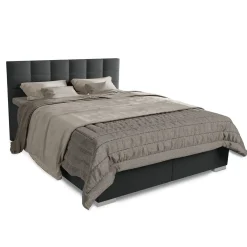 Boxspringbett Seattle - Malmo-Stoff Eleganz & Komfort: Gepolstertes Kopfteil, Federkernmatratze