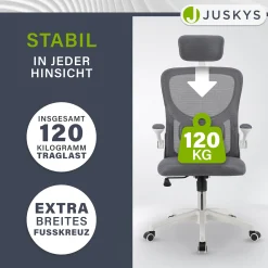 Bürostuhl Baltimore Ergonomischer Stuhl, höhenverstellbar mit Kopf- & Lendenstütze