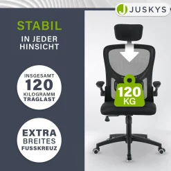 Bürostuhl Baltimore Ergonomischer Stuhl, höhenverstellbar mit Kopf- & Lendenstütze