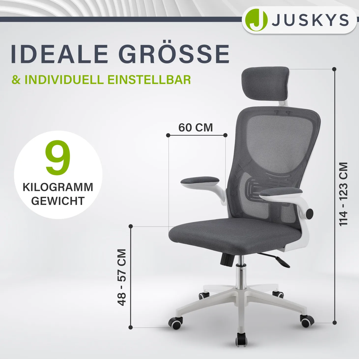 Bürostuhl Baltimore Ergonomischer Stuhl, höhenverstellbar mit Kopf- & Lendenstütze