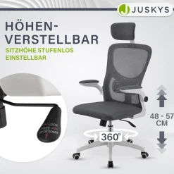 Bürostuhl Baltimore Ergonomischer Stuhl, höhenverstellbar mit Kopf- & Lendenstütze