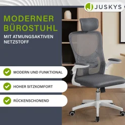 Bürostuhl Baltimore Ergonomischer Stuhl, höhenverstellbar mit Kopf- & Lendenstütze