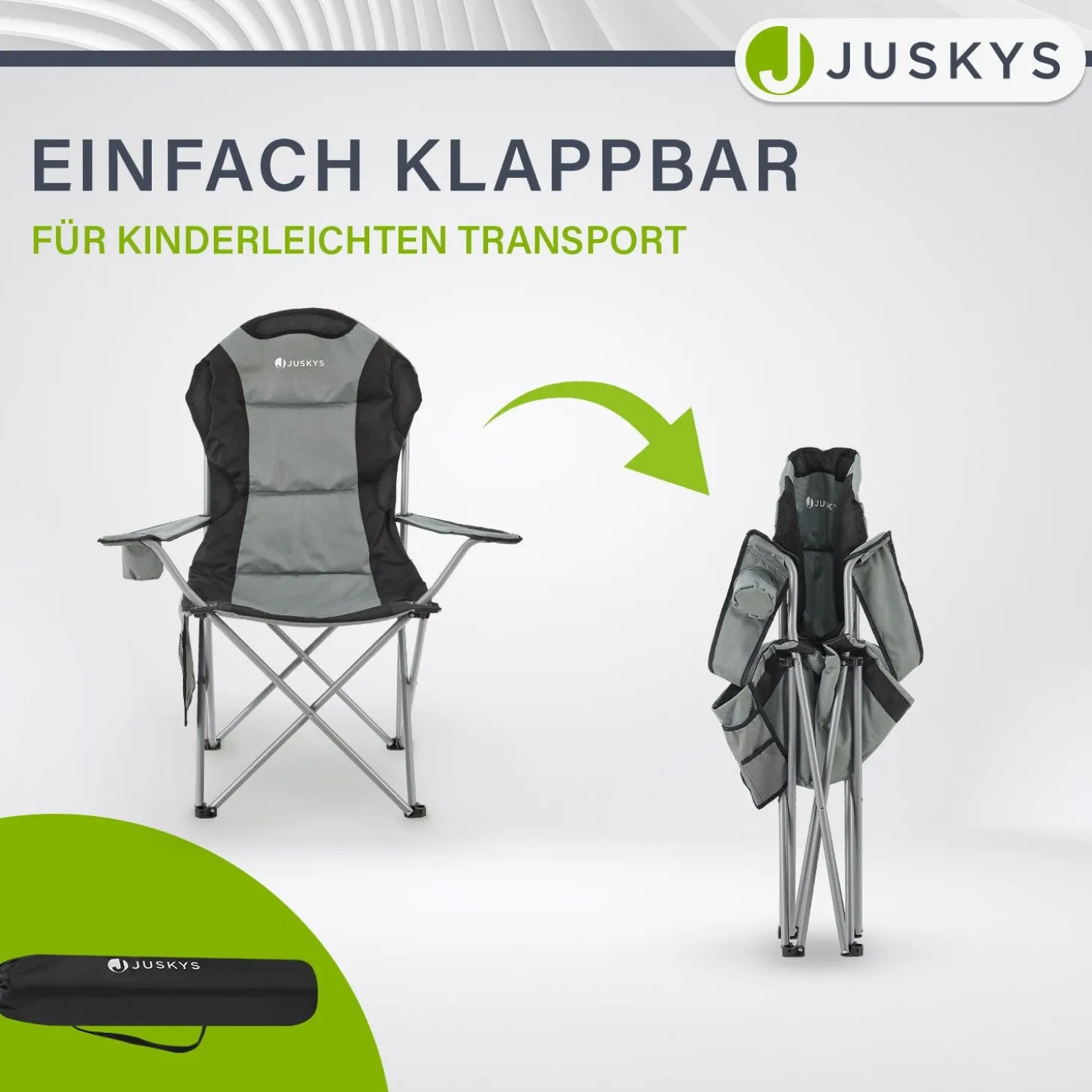 Campingstuhl Lido Gepolsterter Klappstuhl mit Getränkehalter & Tasche