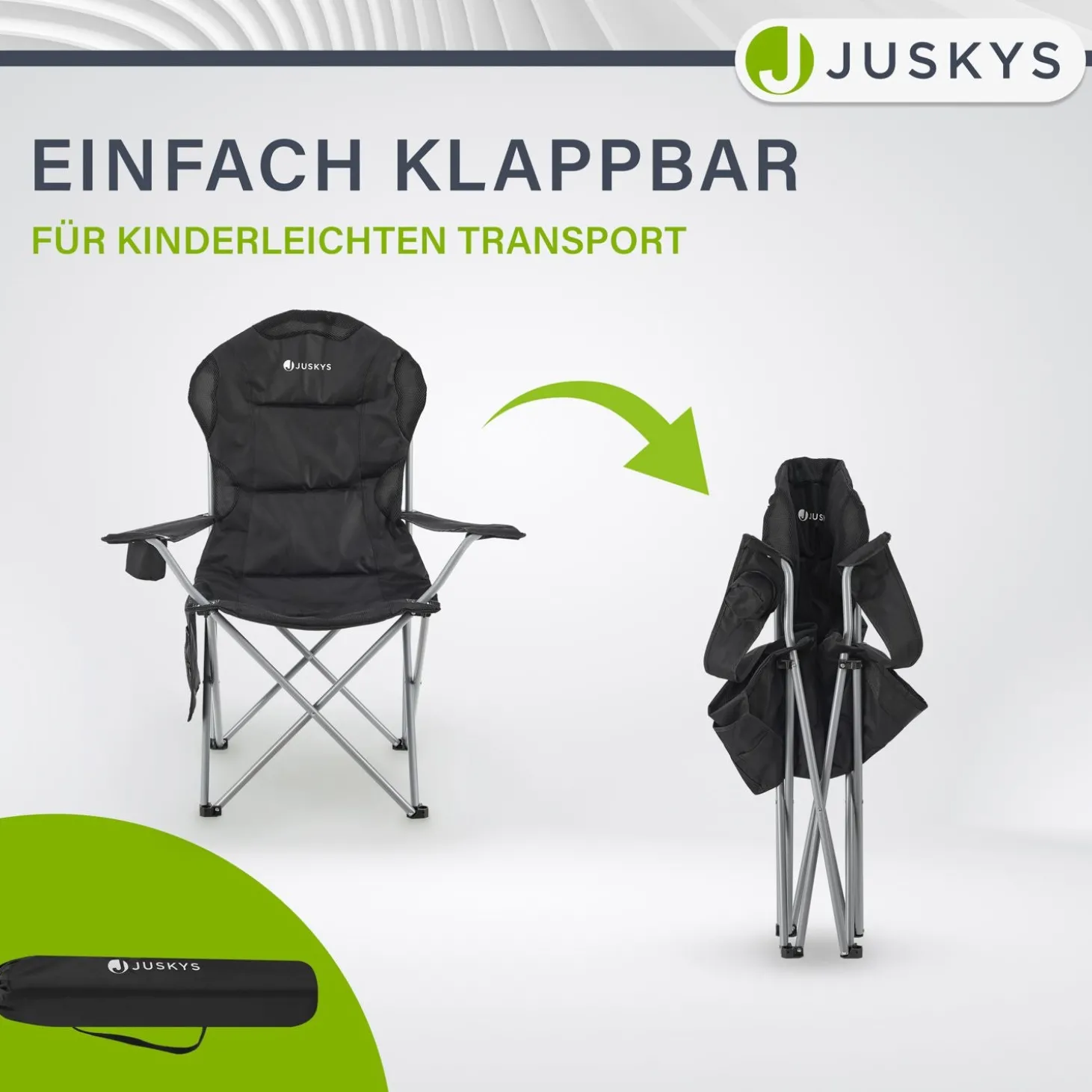 Campingstuhl Lido Gepolsterter Klappstuhl mit Getränkehalter & Tasche