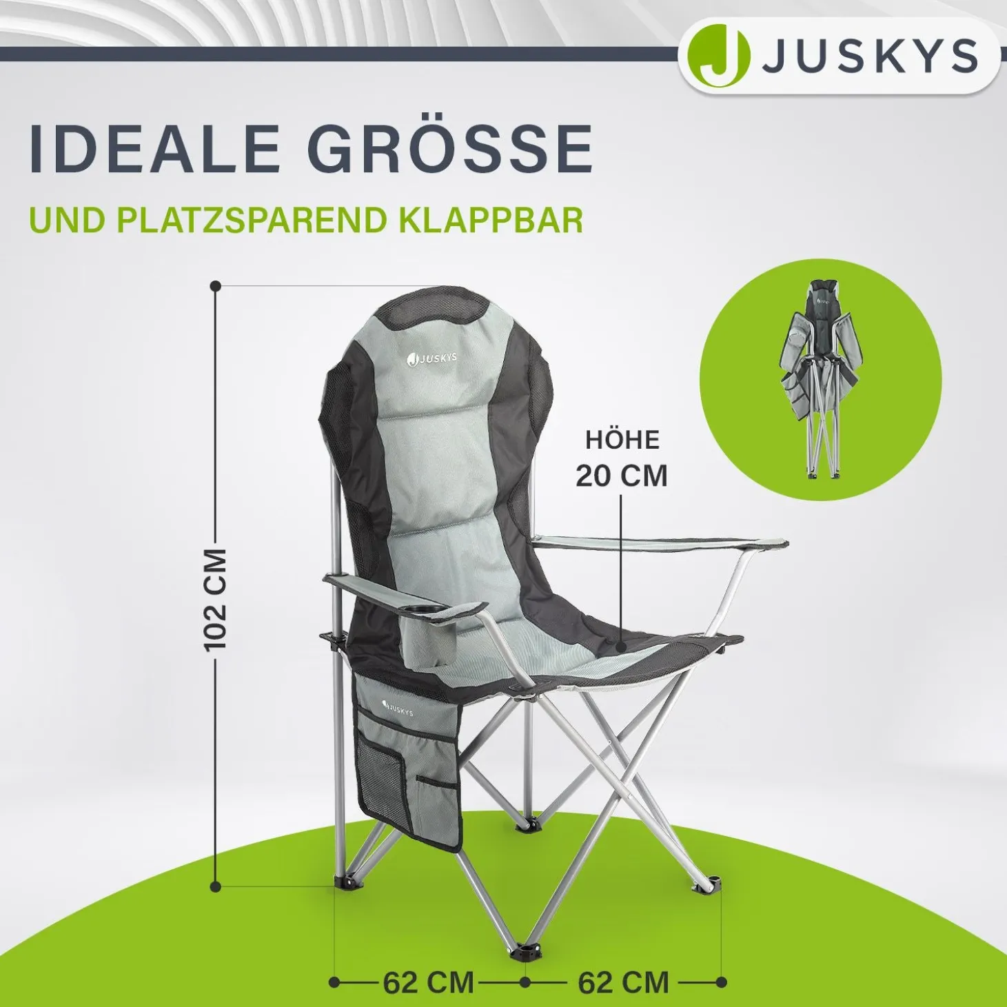 Campingstuhl Lido Gepolsterter Klappstuhl mit Getränkehalter & Tasche