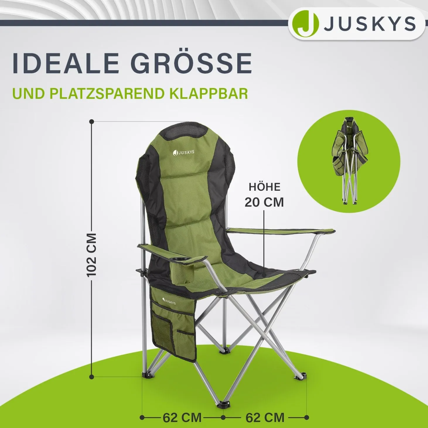 Campingstuhl Lido Gepolsterter Klappstuhl mit Getränkehalter & Tasche