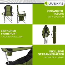 Campingstuhl Lido Gepolsterter Klappstuhl mit Getränkehalter & Tasche