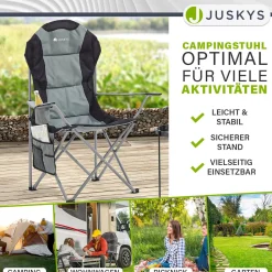 Campingstuhl Lido Gepolsterter Klappstuhl mit Getränkehalter & Tasche