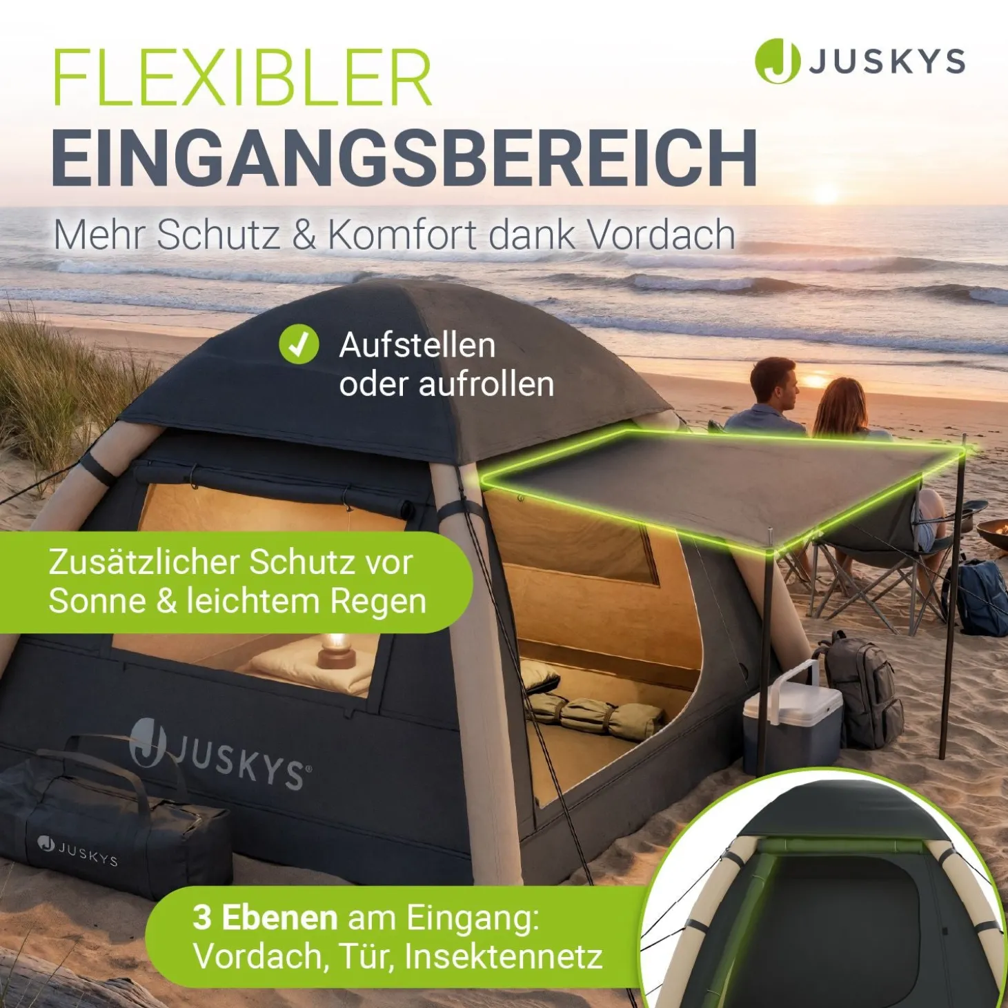 Campingzelt aufblasbar für 1-4 Personen Luftzelt wasserdicht mit einfachem & schnellem Aufbau
