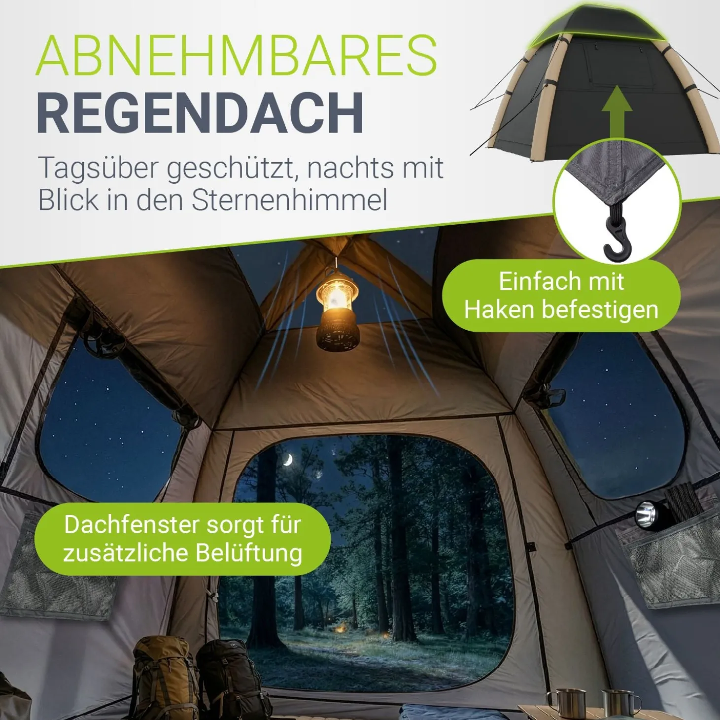 Campingzelt aufblasbar für 1-4 Personen Luftzelt wasserdicht mit einfachem & schnellem Aufbau
