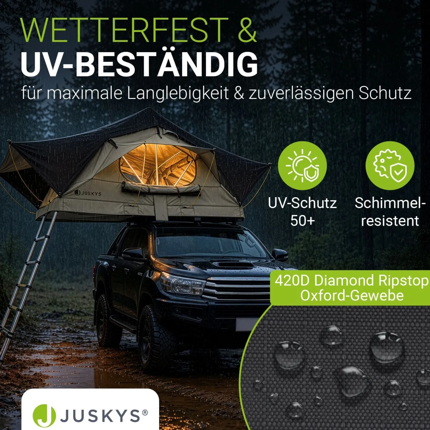 Dachzelt Lago für 2-3 Personen Autodachzelt für Camping & Roadtrips