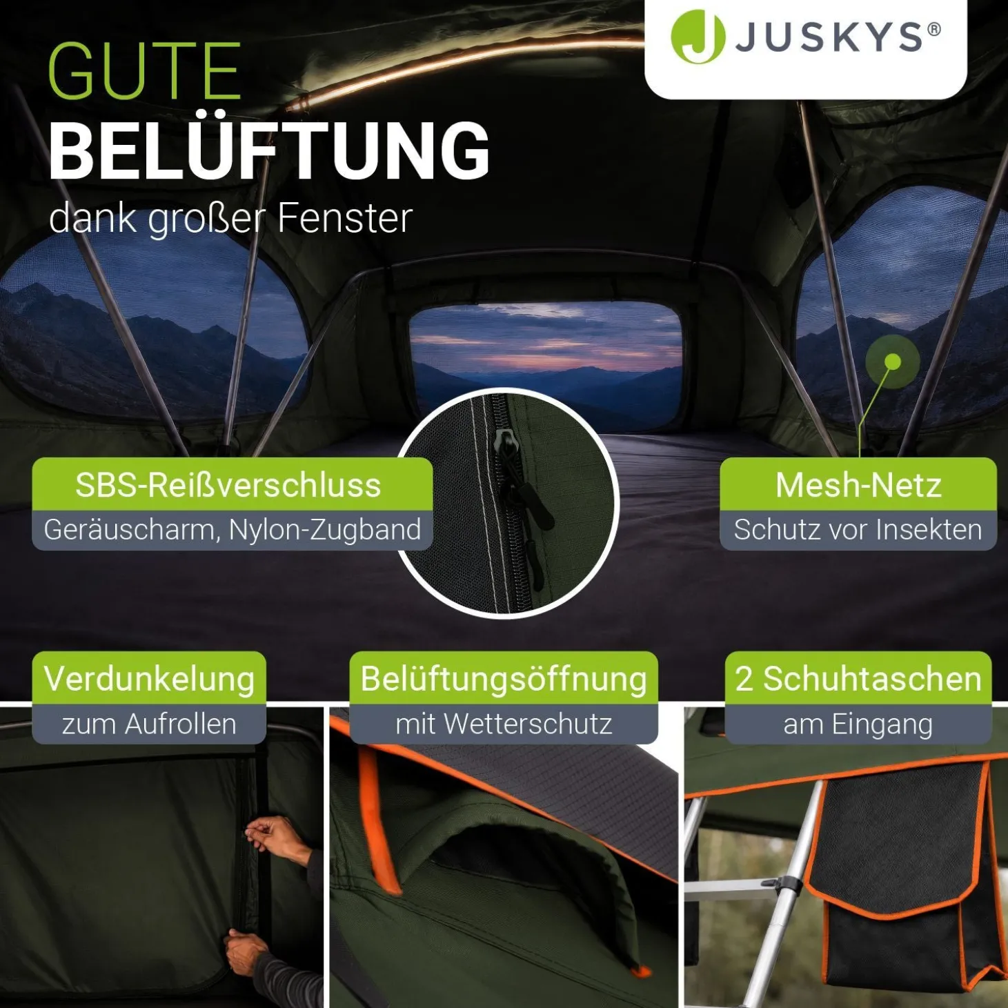 Dachzelt Lago für 2-3 Personen Autodachzelt für Camping & Roadtrips