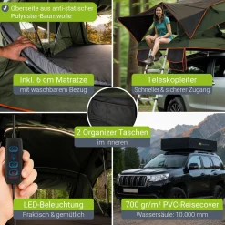 Dachzelt Lago für 2-3 Personen Autodachzelt für Camping & Roadtrips