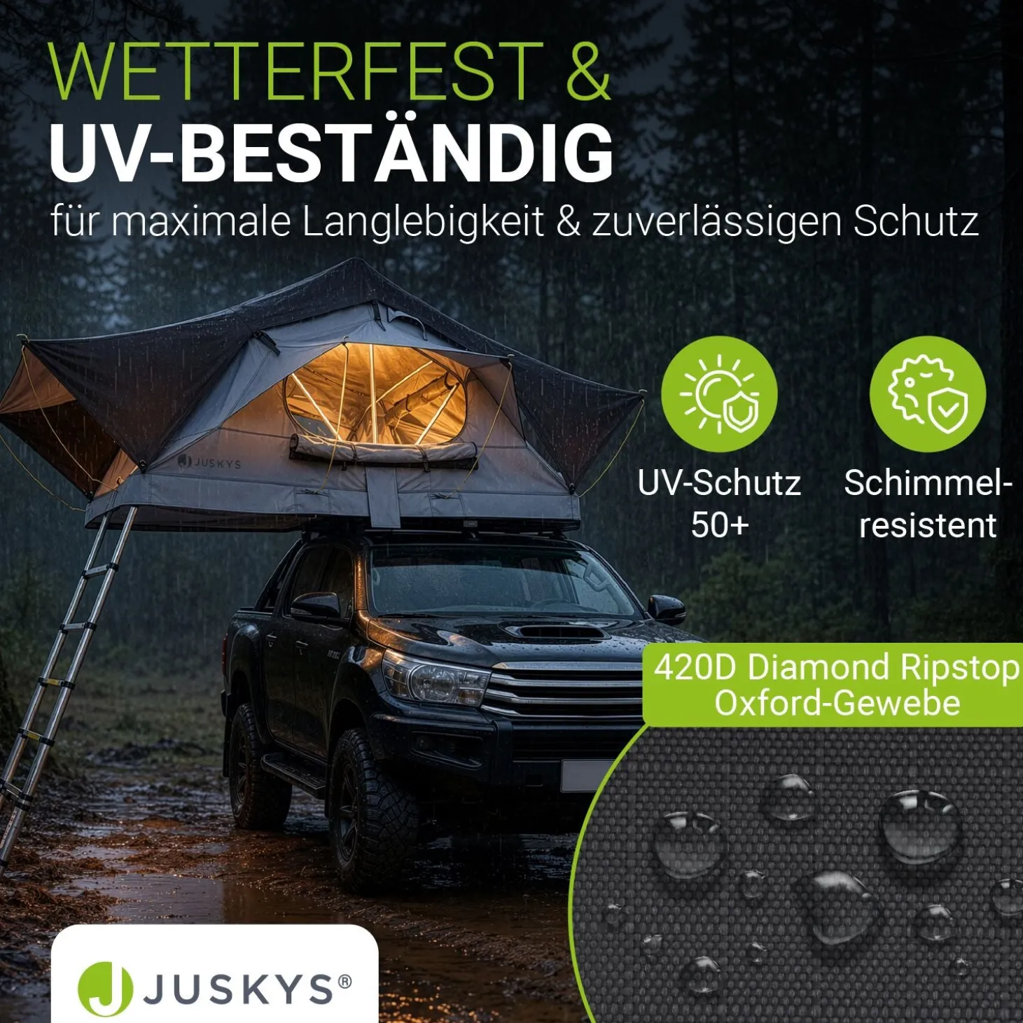 Dachzelt Lago für 2-3 Personen Autodachzelt für Camping & Roadtrips
