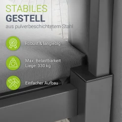 Doppel-Loungebett Kreta Outdoor Sonnenliege für 2 Personen mit Vorhängen, Dach & Rückenlehne