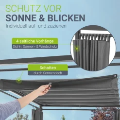 Doppel-Loungebett Kreta Outdoor Sonnenliege für 2 Personen mit Vorhängen, Dach & Rückenlehne