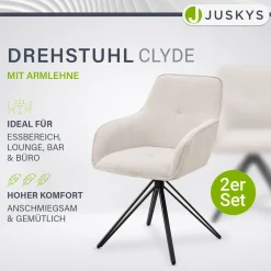 Drehstuhl Clyde mit Cord Stilvoller Stuhl fürs Wohn- & Esszimmer