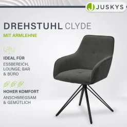 Drehstuhl Clyde mit Cord Stilvoller Stuhl fürs Wohn- & Esszimmer