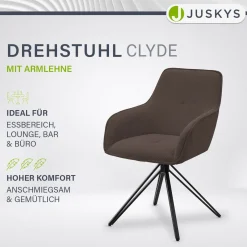 Drehstuhl Clyde mit Cord Stilvoller Stuhl fürs Wohn- & Esszimmer
