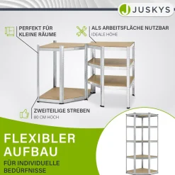 Eckregal Corner Basic 180 x 70 x 40 cm Lagerregal aus verzinktem Metall mit 5 Einlegeböden