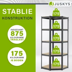 Eckregal Corner Basic 180 x 70 x 40 cm Lagerregal aus verzinktem Metall mit 5 Einlegeböden