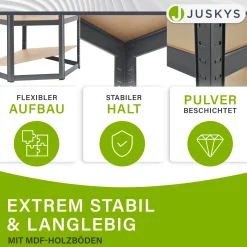 Eckregal Corner Easy 160 x 75 x 40-75 cm Lagerregal aus verzinktem Metall mit 4 Einlegeböden