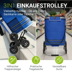 Einkaufstrolley Treppensteiger Einkaufstrolley klappbar 56 l mit abnehmbarer Tasche