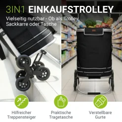 Einkaufstrolley Treppensteiger Einkaufstrolley klappbar 56 l mit abnehmbarer Tasche