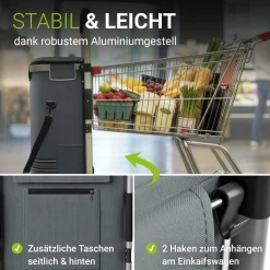 Einkaufstrolley Treppensteiger Einkaufstrolley klappbar 56 l mit abnehmbarer Tasche