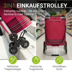 Einkaufstrolley Treppensteiger Einkaufstrolley klappbar 56 l mit abnehmbarer Tasche