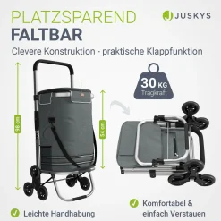 Einkaufstrolley Treppensteiger Einkaufstrolley klappbar 56 l mit abnehmbarer Tasche