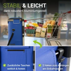 Einkaufstrolley Treppensteiger Einkaufstrolley klappbar 56 l mit abnehmbarer Tasche