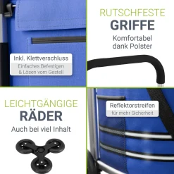 Einkaufstrolley Treppensteiger Einkaufstrolley klappbar 56 l mit abnehmbarer Tasche